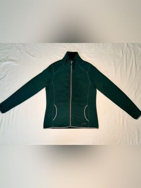 Eddie Bauer Forest Green Full-Zip Turtleneck Sweater